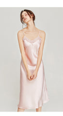 100% Natural Mulberry Silk Slip Dress Split Skirt Multi-Color, Robe for Option
