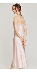 100% Natural Mulberry Silk Slip Dress Split Skirt Multi-Color, Robe for Option