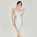 100% Natural Mulberry Silk Sleep Dress/ Camisole with Lace Hemline (Emerald/ Pink/ Grey)