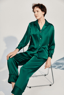 100% Pure Mulberry Silk Long Sleeve Pajamas for Spring 2-piece, Preppy Pajamas, Best Gift