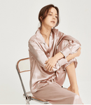 100% Pure Mulberry Silk Long Sleeve Pajamas for Spring 2-piece, Preppy Pajamas, Best Gift