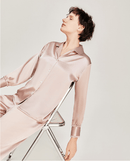 100% Pure Mulberry Silk Long Sleeve Pajamas for Spring 2-piece, Preppy Pajamas, Best Gift