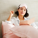 2 Pieces Set Mulberry Silk Sleeping Combo, Pillowcase and Eye Cover 22 momme (Pink)